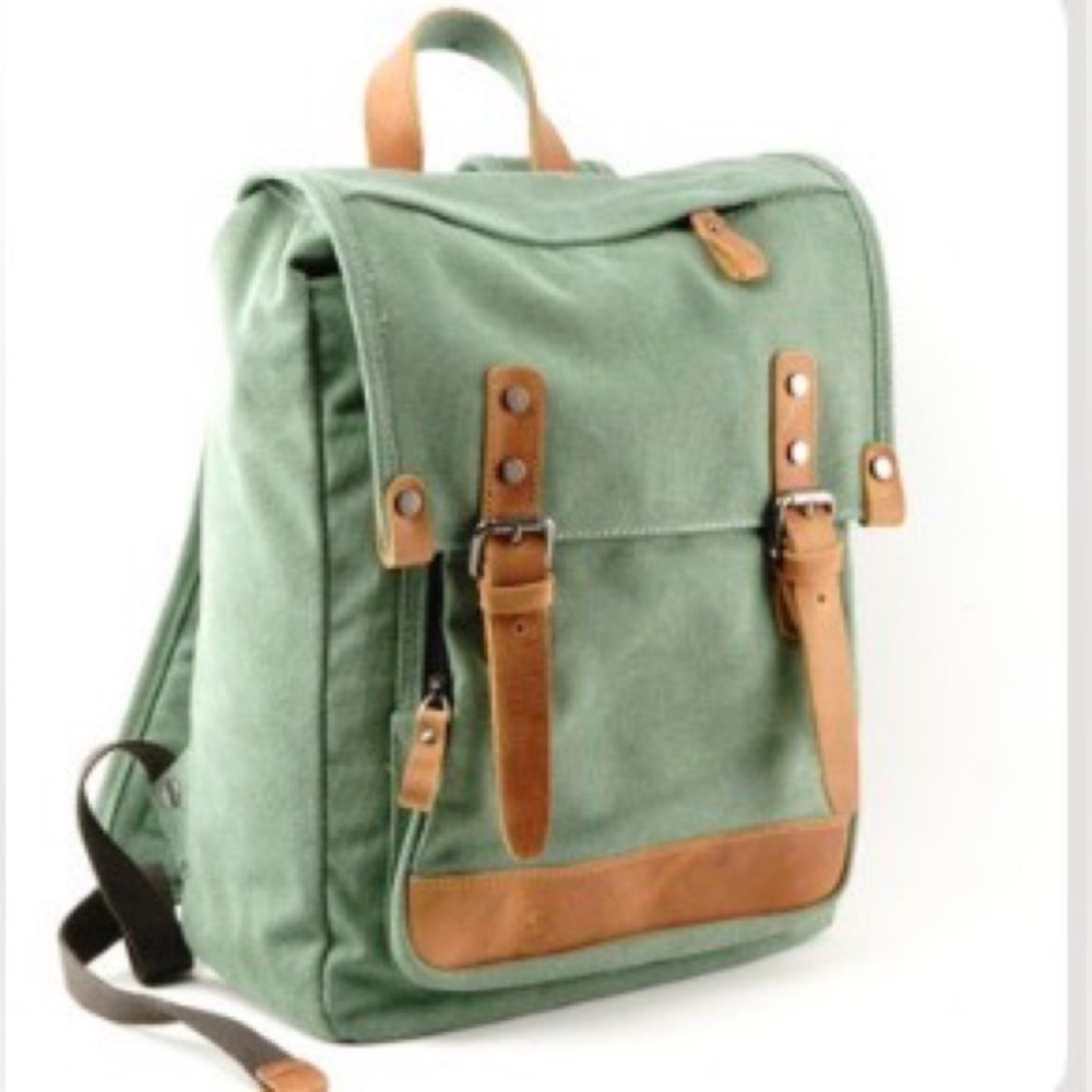 United Leather Canvas Backpack with Leather Accents